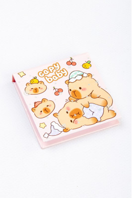 Блокнот клеений, 8х8 cм, 70 аркушів, кольорові сторінки,  "Капібара"